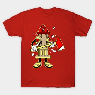 HYDRANT FIRE FIGHTER CARTOON T-Shirt